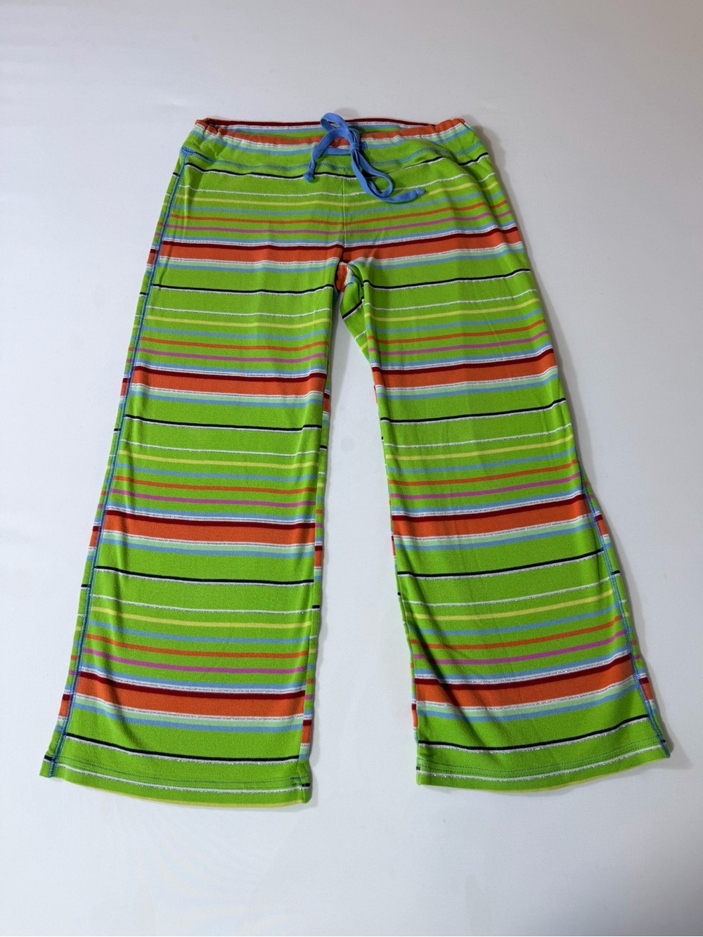 Vintage Y2K PINK Victoria's Secret Lime Striped Lounge Capri Pants Women’s XS
